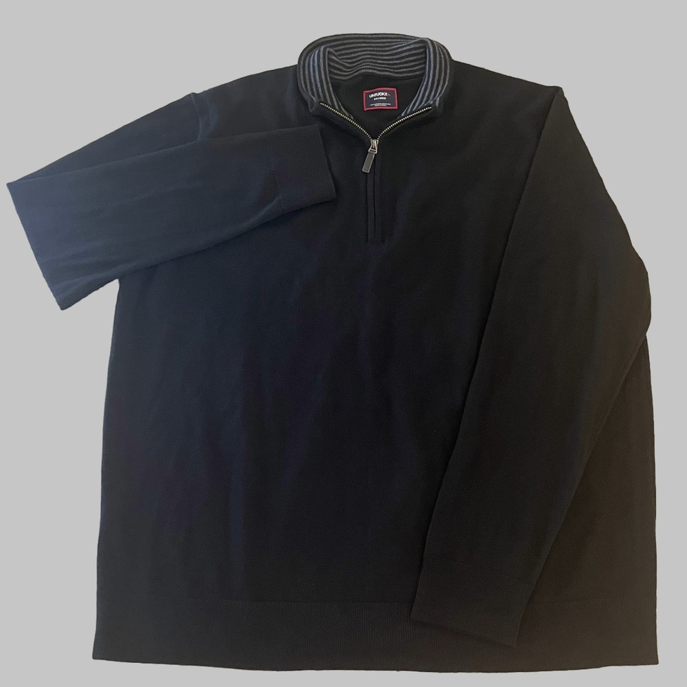 UNTUCKit Belguardo 1/4 Zip Pullover Sweater Men XXL Black Extra Fine Merino Wool - Picture 4 of 10